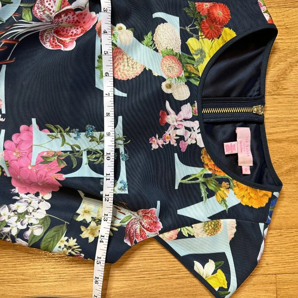 Ted Baker London Alphabet Ditsy Skater Dress Size 0/XS Floral Fit & Flare Navy - Picture 16 of 17